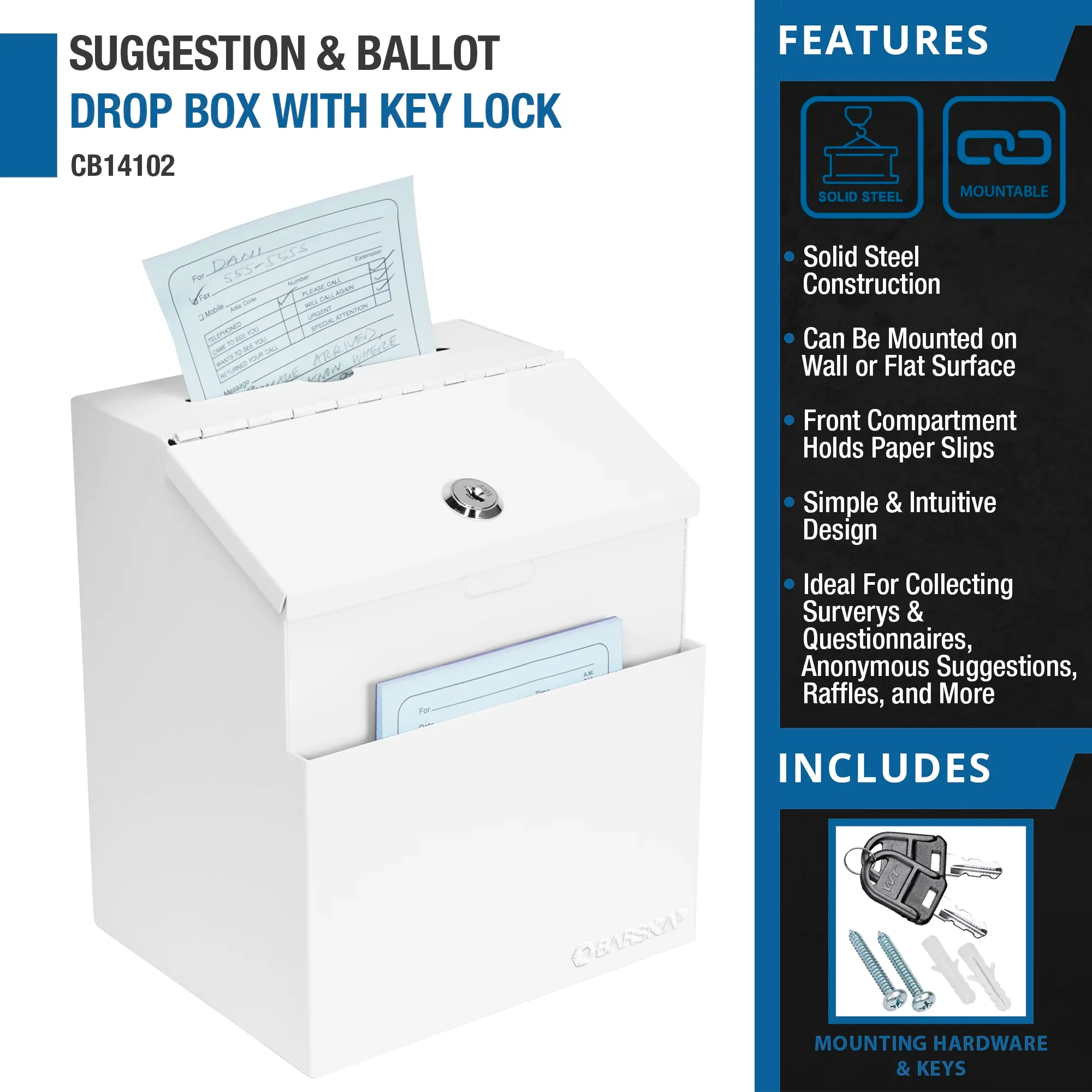 Suggestion & Ballot Drop Box with Paper Holder & Key Lock | CB14102 - Image 8