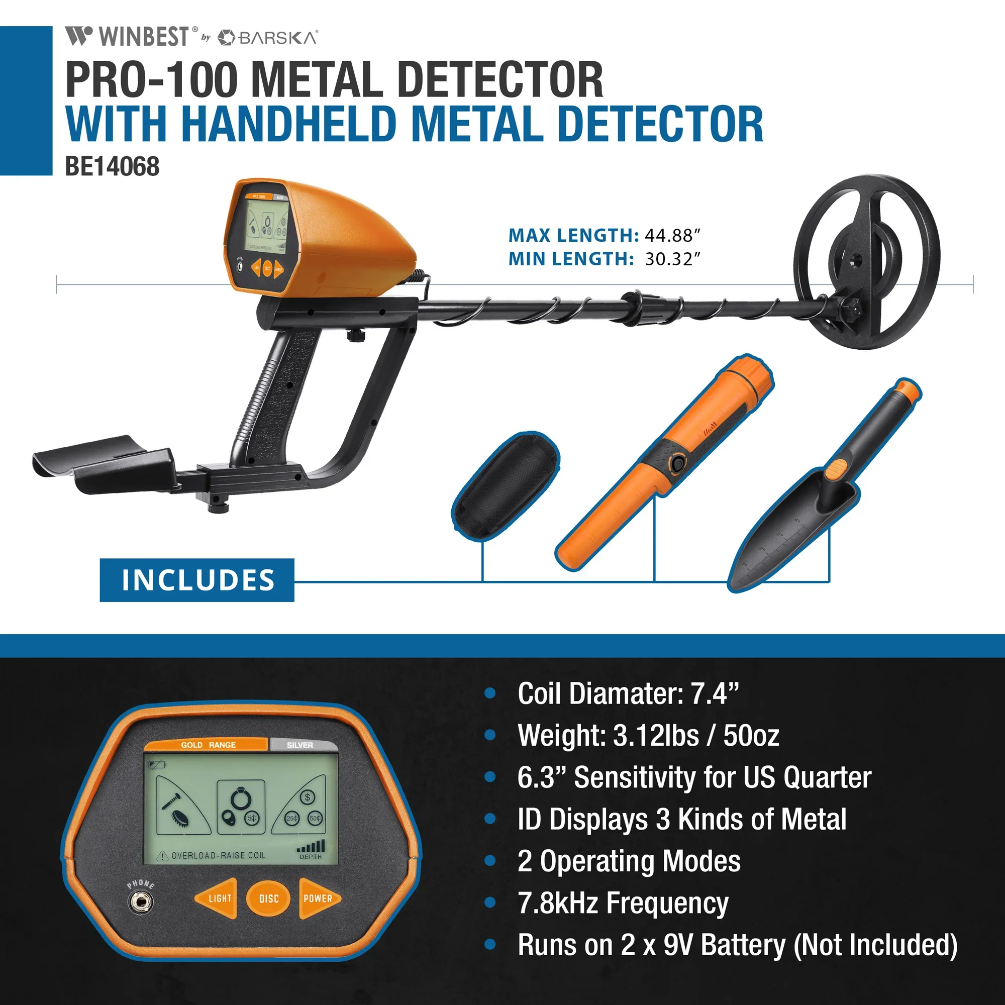 Winbest Pro-100 Metal Detector Field Kit with Handheld Pinpointer | BE14068 - Image 9