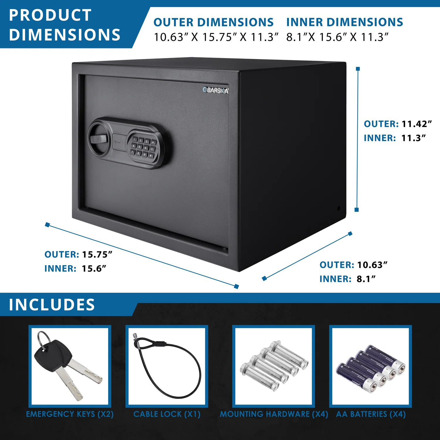 WL80 WardenLight 0.8 Cu. ft Digital Keypad Safe with Interior LED Light | AX13748 - Image 8